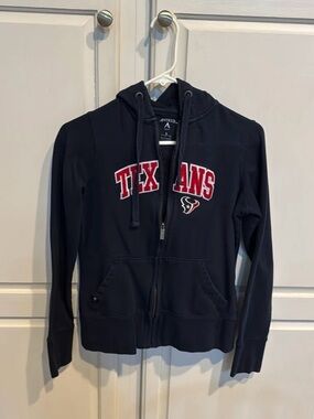 Texans Navy Zip Up Hoodie Woman Size Small Embroidery Quality